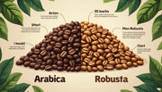 Explore the differences between Arabica vs Robusta coffee beans, including taste, caffeine content, 