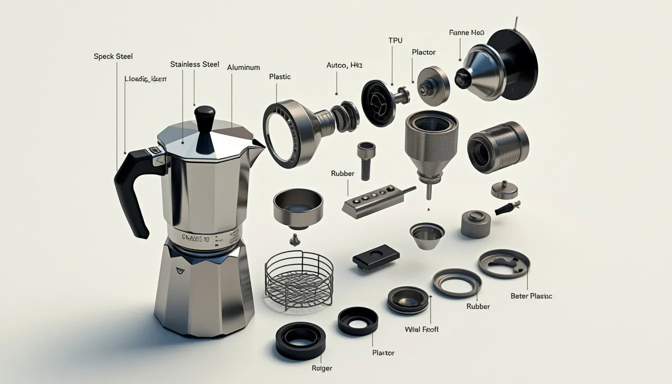 Discover the essential materials used in an electric moka maker and how each contributes to its func