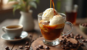 Indulge in the delightful affogato, a perfect blend of espresso with ice cream, offering a harmoniou